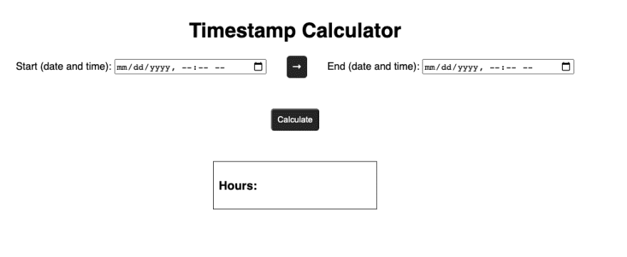 Beginning state of the time calculator